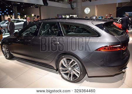 Frankfurt, Germany, September 09-2019: Jaguar Xf 20d Awd Iaa Messe 2019