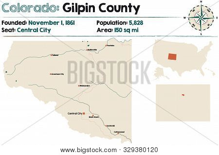 Large And Detailed Map Of Gilpin County In Colorado, Usa.