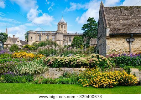 OXFORD,UK - AUGUST 17,2019 : The Christ Church College and gardens at the University of Oxford