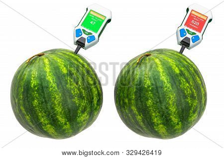 Nitrate Testers With Watermelons. Measurement Of Nitrate Levels In Watermelons, Normal Range And Hig