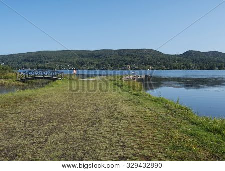 Vew On Sjalevadsfjarden Lake In Ornskoldsvik City In Vasternorrland Region Of Sweden. Summer Sunny D