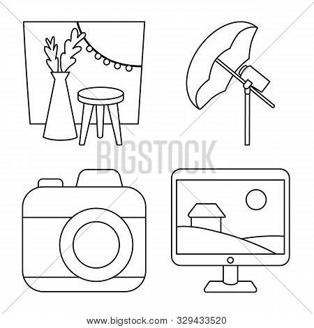 Isolated Object Of Photography And Equipment Logo. Collection Of Photography And Accessories Vector 