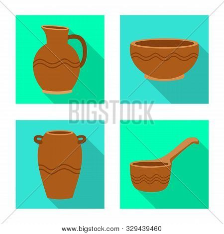Isolated Object Of Pottery And Ware Sign. Collection Of Pottery And Clayware Vector Icon For Stock.