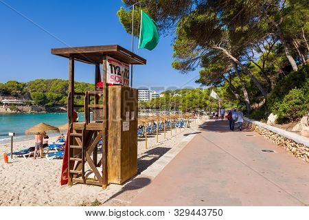 Menorca, Spain - October 14, 2019: Coastal Promenade In Cala Galdana, One Of The Most Popular Beache