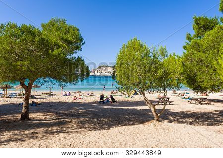 Menorca, Spain - October 14, 2019: Cala Galdana, One Of The Most Popular Beaches On The Island Of Me