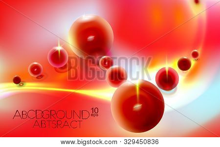 Red Abstract Background With Spheres. Balls Composition Plastic Bright Bubbles. Vector Illustration 