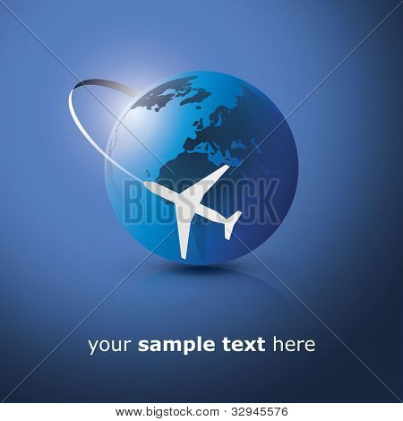 Globe ontwerp met vliegtuig