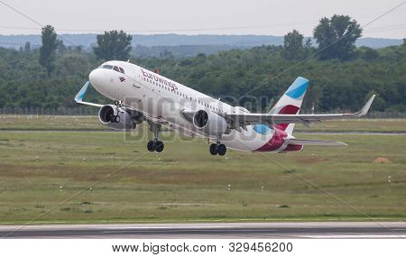 Airplane Takes Off From Dusseldorf Airport