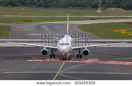 Airplane Taxi In Dusseldorf Airport
