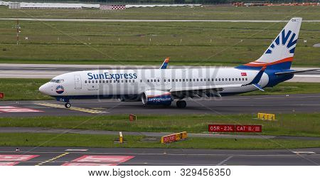 Airplane Taxi In Dusseldorf Airport