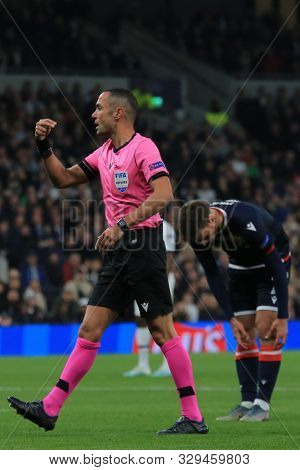 LONDON, ENGLAND - OCTOBER 22 2019: Referee Marco Guida during the UEFA Champions League match between Tottenham Hotspur and Red Star Belgrade, at Tottenham Hotspur Stadium, London England. 