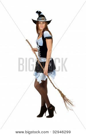 Smuk ung kvinde med en Besom