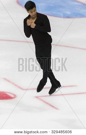 Minsk, Belarus -october 19, 2019: Figure Skater Edrian Paul Celestino From Philippines Performs Men 