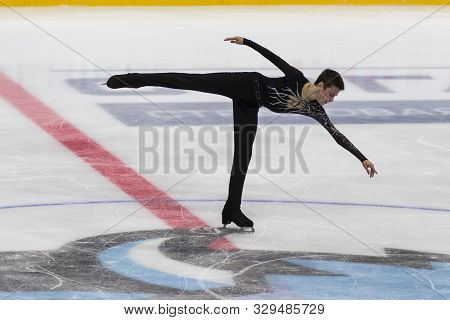 Minsk, Belarus -october 19, 2019: Figure Skater Artem Kovalev From Russia Performs Men Short Program