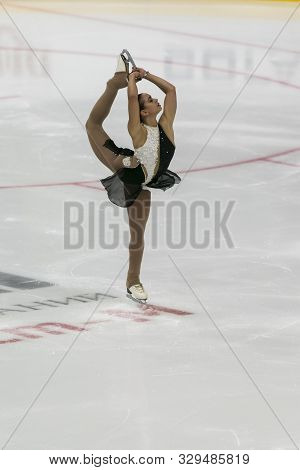 Minsk, Belarus -october 19, 2019: Figure Skater Miriam Abdulkarimova From Ukraine Performs Ladies Fr