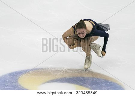 Minsk, Belarus -october 19, 2019: Figure Skater Elzbieta Kropa From Lithuania Performs Ladies Free S