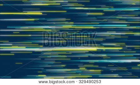 Blue And Yellow Abstract Radial Lines Geometric Background. Data Flow. Explosion Star. Optical Fiber