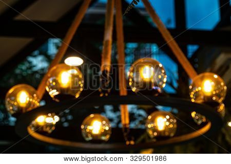 Defocused Rope Light - Barn Beam Pendant - Wood Ceiling Chandelier - Accent Hanging Lighting Rustic 