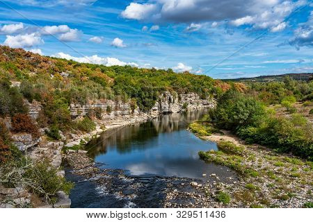 Landscape View Near Balazuc In France, Ardeche District
