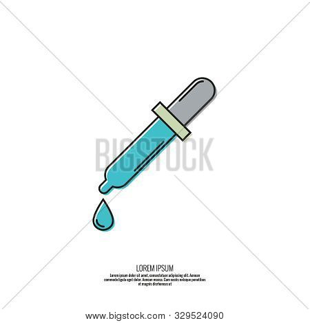 Pipette In Linear Style. Vector Background With Pipet On White Background.