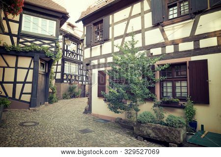 View of a typical street in the village of Gengenbach, Germany.
