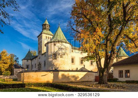 The Bytca Castle With Park In Autumn Colors, Slovakia, Europe.
