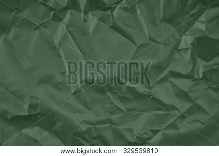Crumpled Dark Green Satin Paper Texture