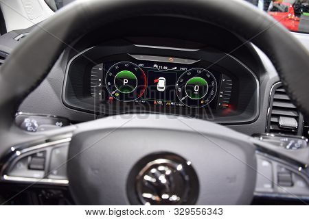 Frankfurt, Germany, September 10-2019: Skoda Karoq Scout 4X4 Iaa 2019