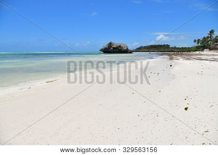 Pingwe, Zanzibar - October 6, 2019: The Rock Restaurant. It Is World-famous Restaurant Known For Its