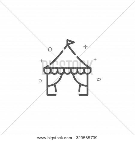 Shapito Circus Simple Vector Line Icon. Circus Tent Symbol, Pictogram, Sign. Light Background. Edita