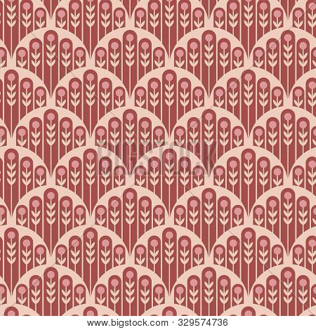 Abstract Minimal Floral Fishscale Seamless Vector Pattern Background For Fabric, Wallpaper, Scrapboo