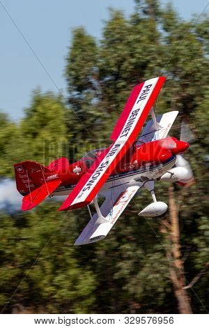 Tyabb, Australia - March 9, 2014: Pitts S-1s Aerobatic Biplane Vh-ipb Flying At Low Level During An 