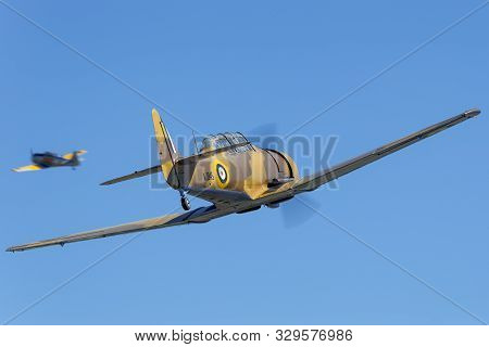 Tyabb, Australia - March 9, 2014: North American T-6 (noorduyn At-16) Harvard Vh-txn Single Engine M