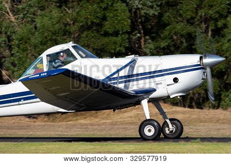 Tyabb, Australia - March 9, 2014: Cessna A188 Agwagon Light Agricultural Aircraft Vh-zjj Landing At 