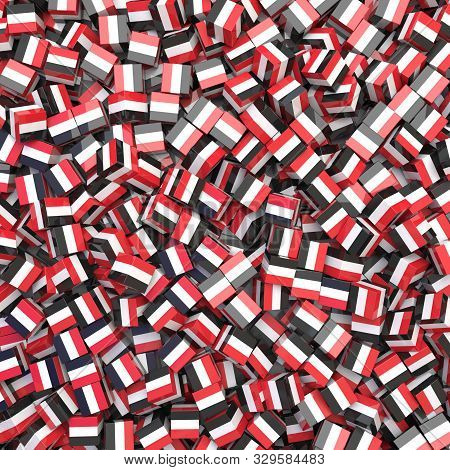 Republic Of Yemen National Flag 3D Blocks Background. 3D Illustration