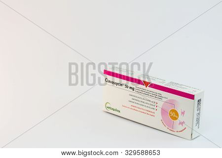 Cluj-napoca/romania-10 24 2019:  Clavaseptin Tablets For Dogs And Cats Produced By Vetoquinol. Oral
