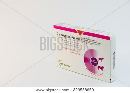 Cluj-napoca/romania-10 24 2019:  Clavaseptin Tablets For Dogs And Cats Produced By Vetoquinol. Oral