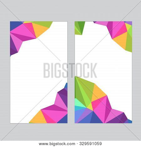 Set Of Social Media Banner Template For Stories, Sale And Advertising. Polygonal Abstract Rainbow Fo