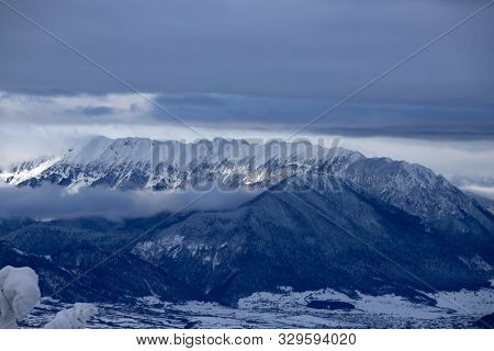 Bucegi mountains viewed from Postavarul peak, Brasov, Transylvania, Romania