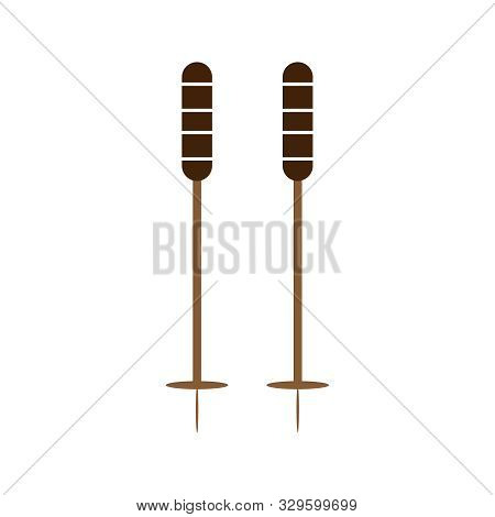 Brown Skewers With White Stripes On A White Backdrop