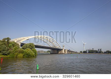 Van Brienenoord Bridge In Rotterdam Over The River Nieuwe Maas Seen From The North Bank On The East 