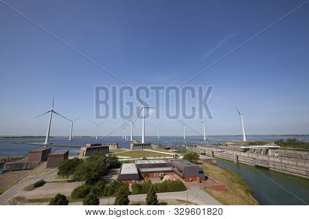 Krammersluizen Lake Krammer. Drone Photograpy From The Delta Works In Zeeland In The Netherlands