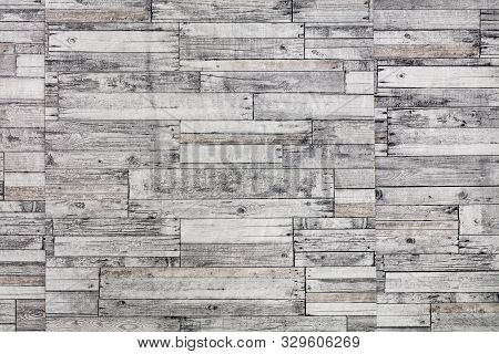 Mosaic Of Old Wooden Slats, Wooden Boards. Gray Slats, Board, Breed. Vintage Rustic Close-up Wood Te