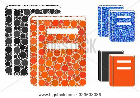 Books Composition Of Round Dots In Variable Sizes And Color Tints, Based On Books Icon. Vector Dots 