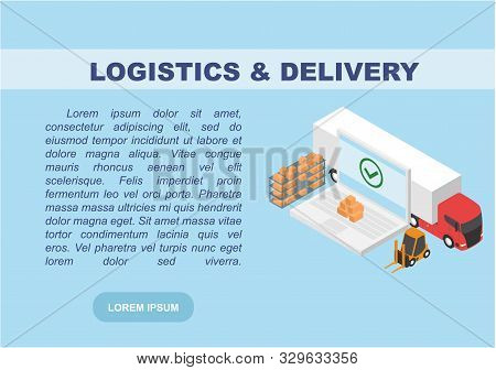 Isometric Logistics And Delivery Infographics. Delivery Home And Office. City Logistics. Warehouse, 