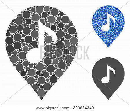 Music Marker Composition Of Spheric Dots In Different Sizes And Color Hues, Based On Music Marker Ic