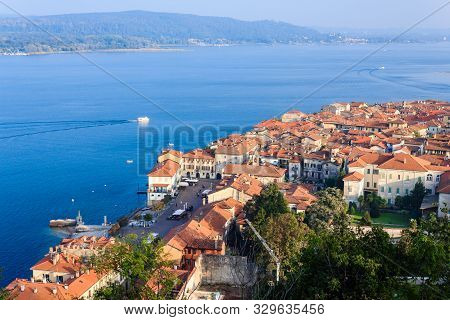 Panoramic View Of The City Of Arona And Lake Maggiore/ Panoramic View Of The City Of Arona And Lake 