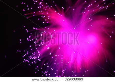 Colored Whims Of A Panicle Of A Lamp From A Bundle Of Optical Fiber Threads.