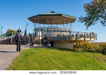 Quebec City, Ca - 5 October 2019 - Tourists Visiting Quebec Governors Promenade
