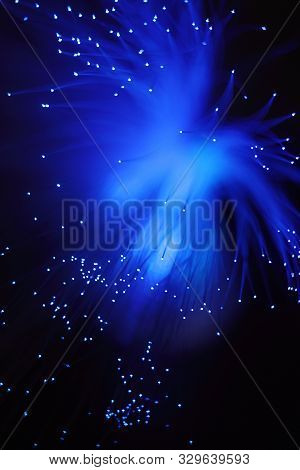 Colored Whims Of A Panicle Of A Lamp From A Bundle Of Optical Fiber Threads.